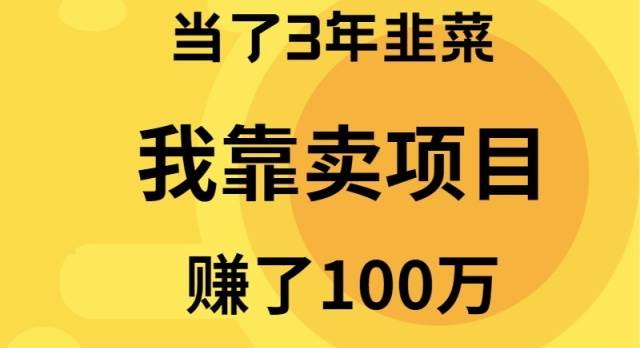 当了3年韭菜，我靠卖项目赚了100万网创吧-网创项目资源站-副业项目-创业项目-搞钱项目v创吧