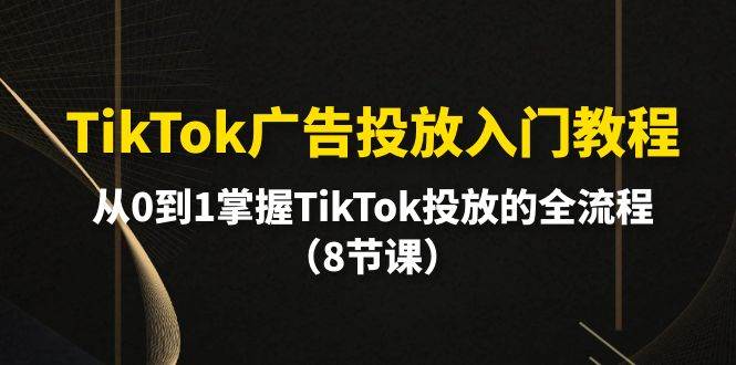 TikTok广告投放入门教程，从0到1掌握TikTok投放的全流程（8节课）网创吧-网创项目资源站-副业项目-创业项目-搞钱项目v创吧
