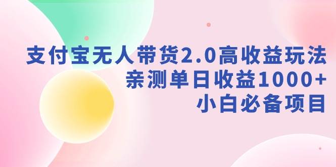 支付宝无人带货2.0高收益玩法，亲测单日收益1000+，小白必备项目网创吧-网创项目资源站-副业项目-创业项目-搞钱项目v创吧