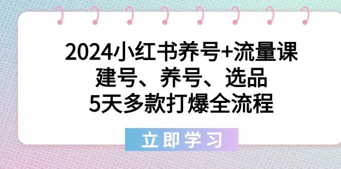 2024小红书养号+流量课：建号、养号、选品，5天多款打爆全流程v创吧-网创项目资源站-副业项目-创业项目-搞钱项目v创吧
