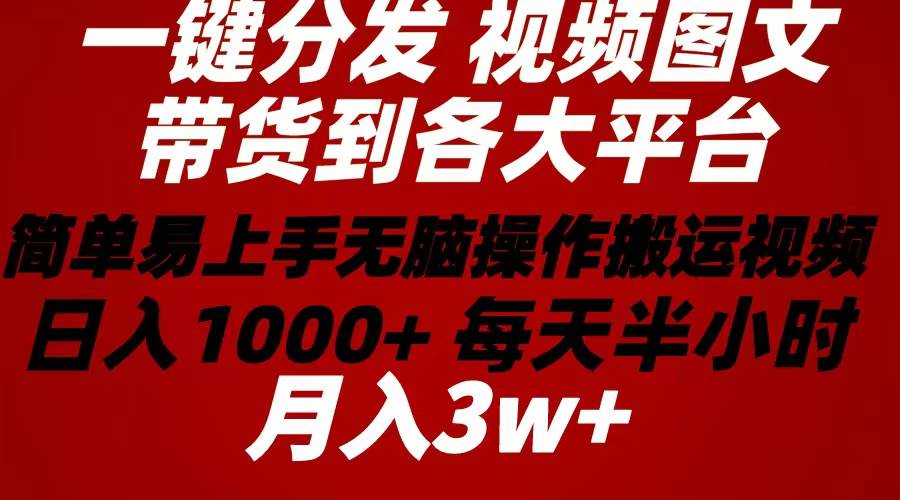 2024年 一键分发带货图文视频  简单易上手 无脑赚收益 每天半小时日入1…v创吧-网创项目资源站-副业项目-创业项目-搞钱项目v创吧