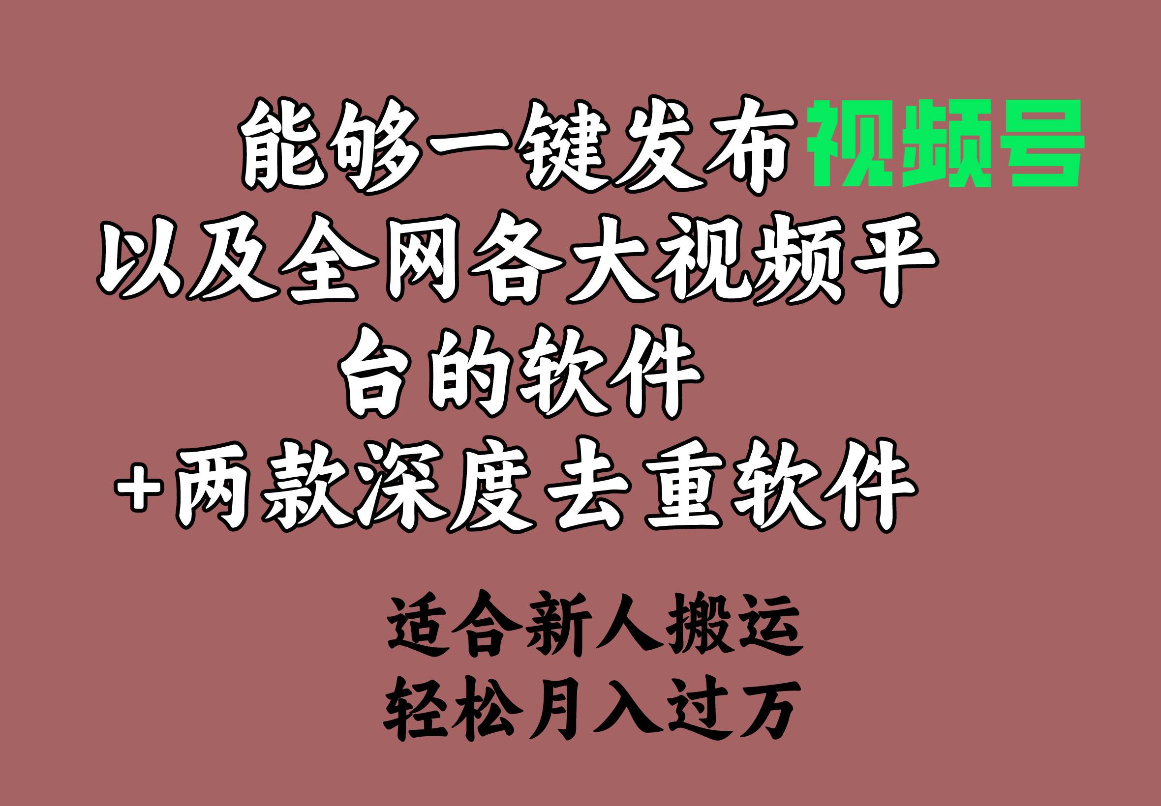 能够一键发布视频号以及全网各大视频平台的软件+两款深度去重软件 适合…v创吧-网创项目资源站-副业项目-创业项目-搞钱项目v创吧