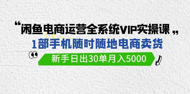闲鱼电商运营全系统VIP实战课，1部手机随时随地卖货，新手日出30单月入5000v创吧-网创项目资源站-副业项目-创业项目-搞钱项目v创吧