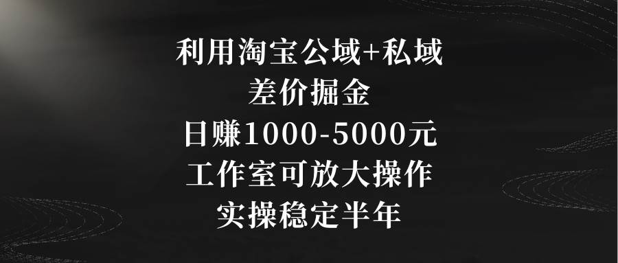 利用淘宝公域+私域差价掘金，日赚1000-5000元，工作室可放大操作，实操…v创吧-网创项目资源站-副业项目-创业项目-搞钱项目v创吧