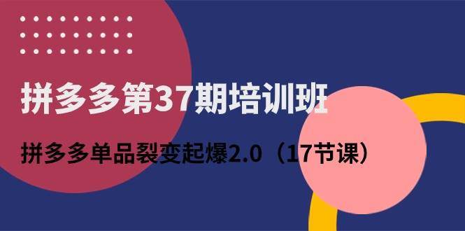 拼多多第37期培训班：拼多多单品裂变起爆2.0（17节课）v创吧-网创项目资源站-副业项目-创业项目-搞钱项目v创吧