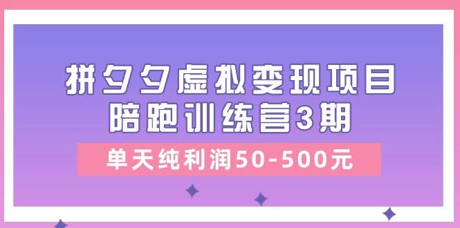 某收费培训《拼夕夕虚拟变现项目陪跑训练营3期》单天纯利润50-500元网创吧-网创项目资源站-副业项目-创业项目-搞钱项目v创吧