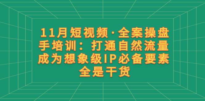 11月短视频·全案操盘手培训：打通自然流量 成为想象级IP必备要素 全是干货v创吧-网创项目资源站-副业项目-创业项目-搞钱项目v创吧