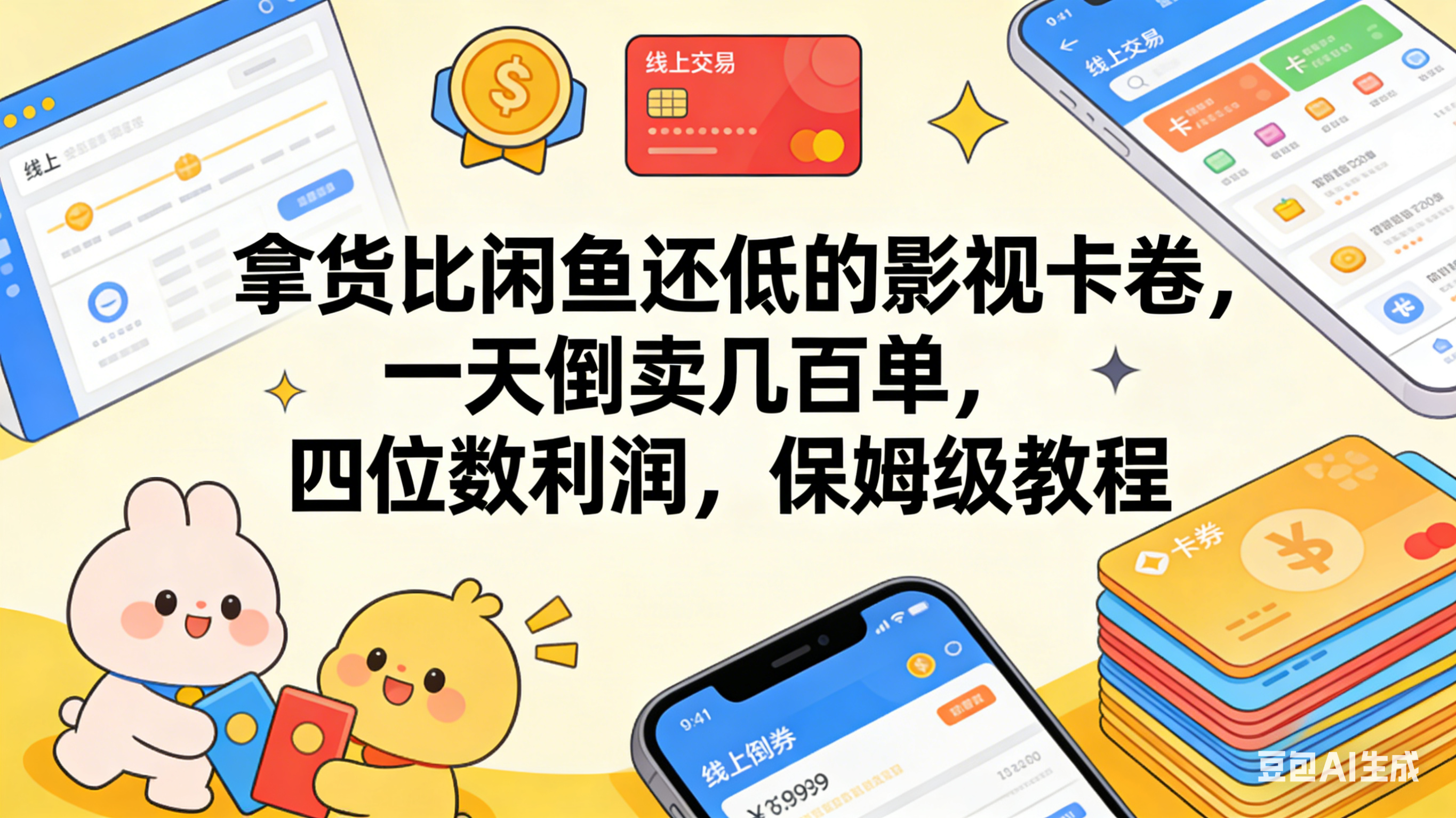 拿货比闲鱼还低的影视卡卷，一天倒卖几百单，四位数利润，保姆级教程v创吧-网创项目资源站-副业项目-创业项目-搞钱项目v创吧