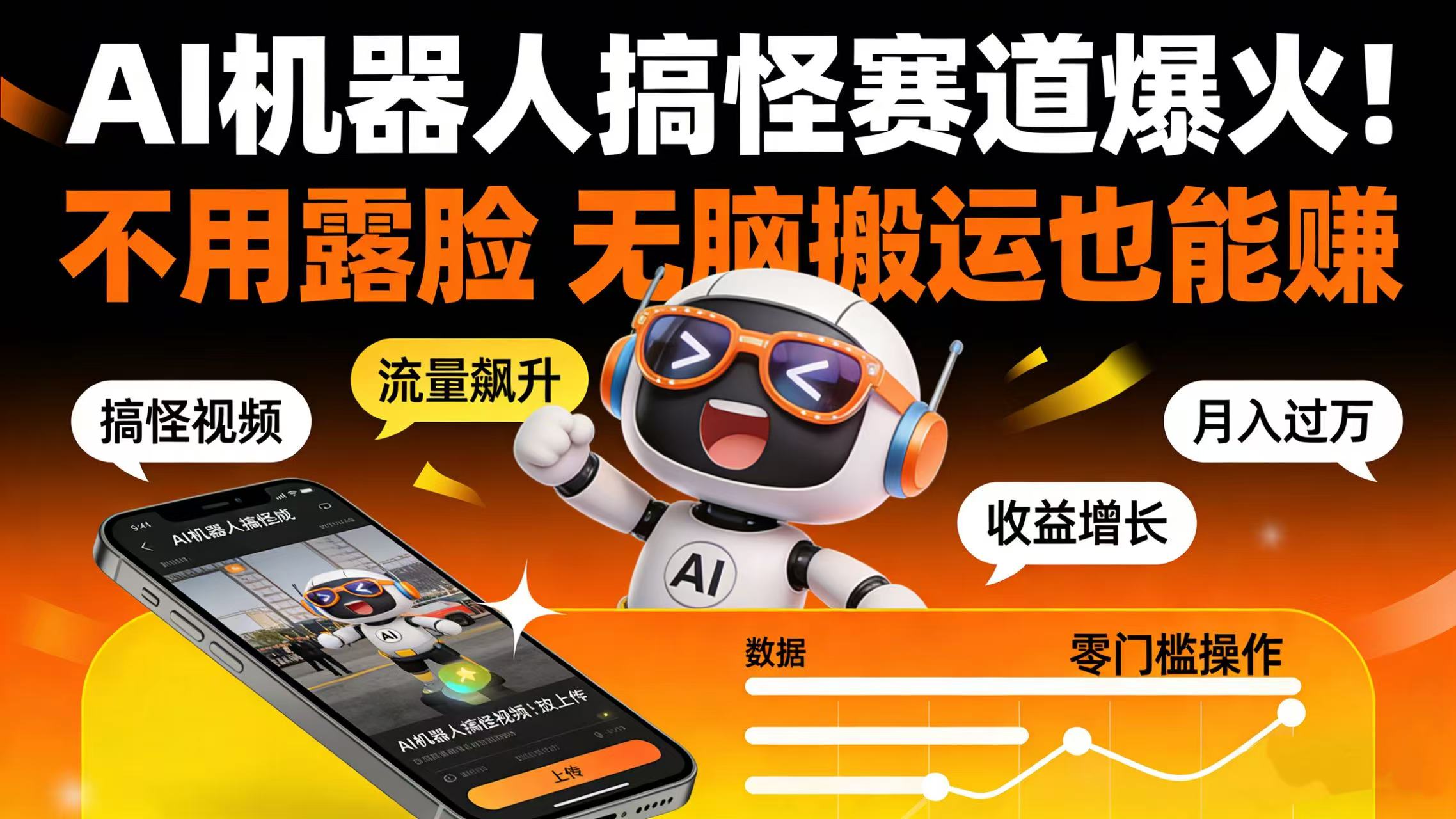 AI 机器人搞怪赛道爆火！不用露脸 无脑搬运也能赚v创吧-网创项目资源站-副业项目-创业项目-搞钱项目v创吧