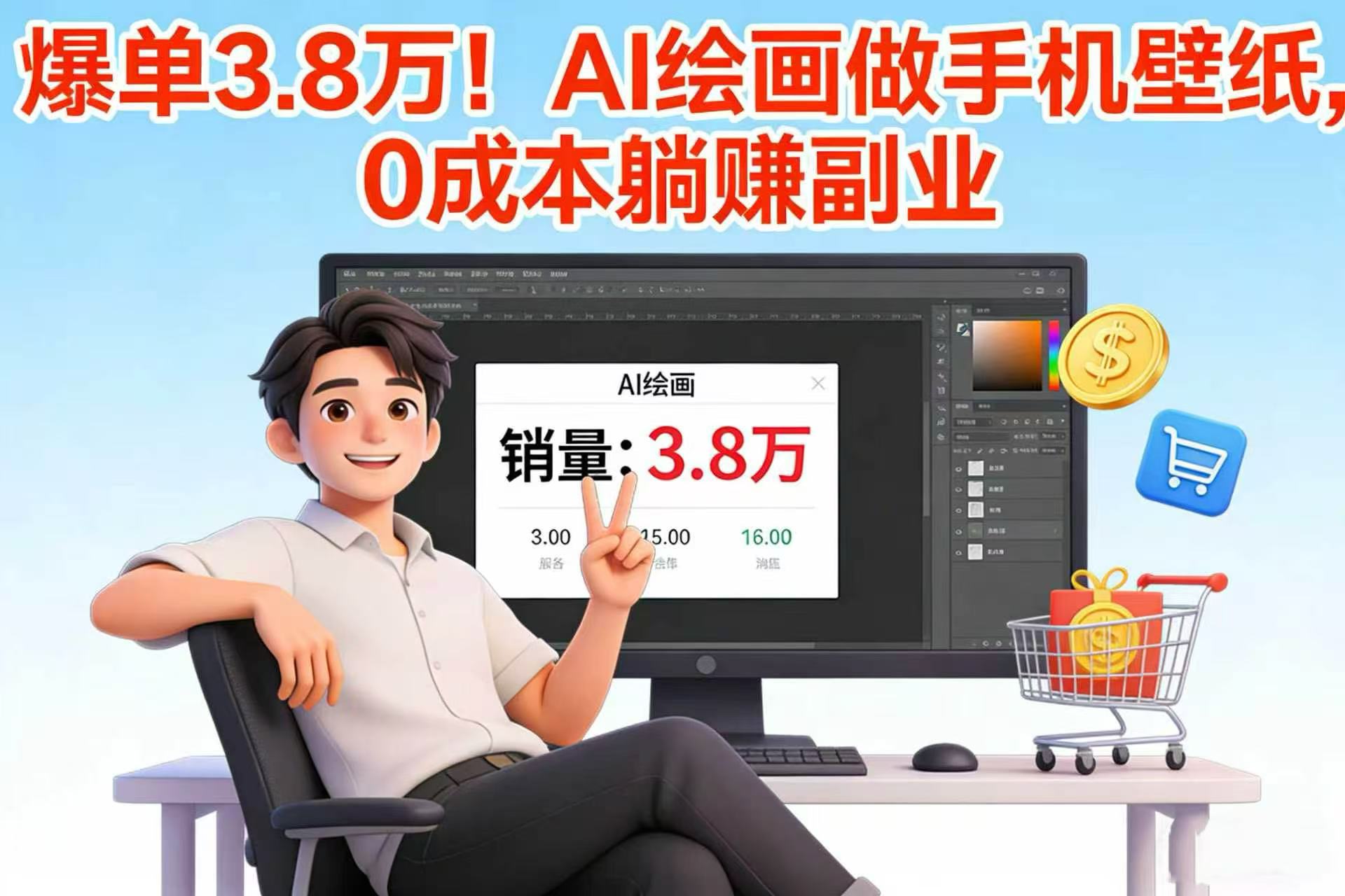 爆单 3.8 万！AI 绘画做手机壁纸，0 成本躺赚副业v创吧-网创项目资源站-副业项目-创业项目-搞钱项目v创吧