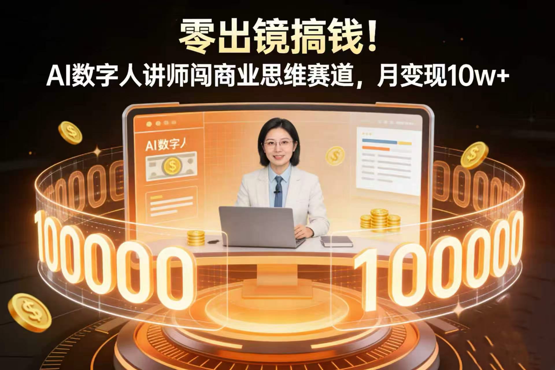 零出镜搞钱！AI 数字人讲师闯商业思维赛道，月变现 10w+v创吧-网创项目资源站-副业项目-创业项目-搞钱项目v创吧