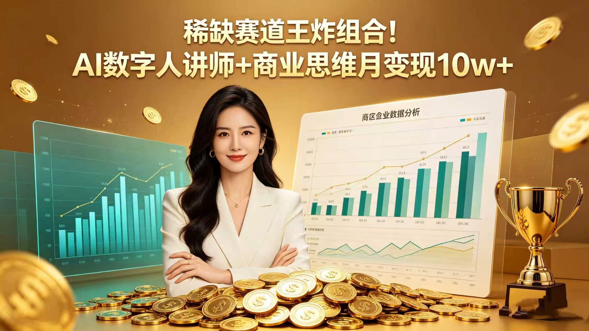 稀缺赛道王炸组合！AI 数字人讲师 + 商业思维 月变现 10w+v创吧-网创项目资源站-副业项目-创业项目-搞钱项目v创吧
