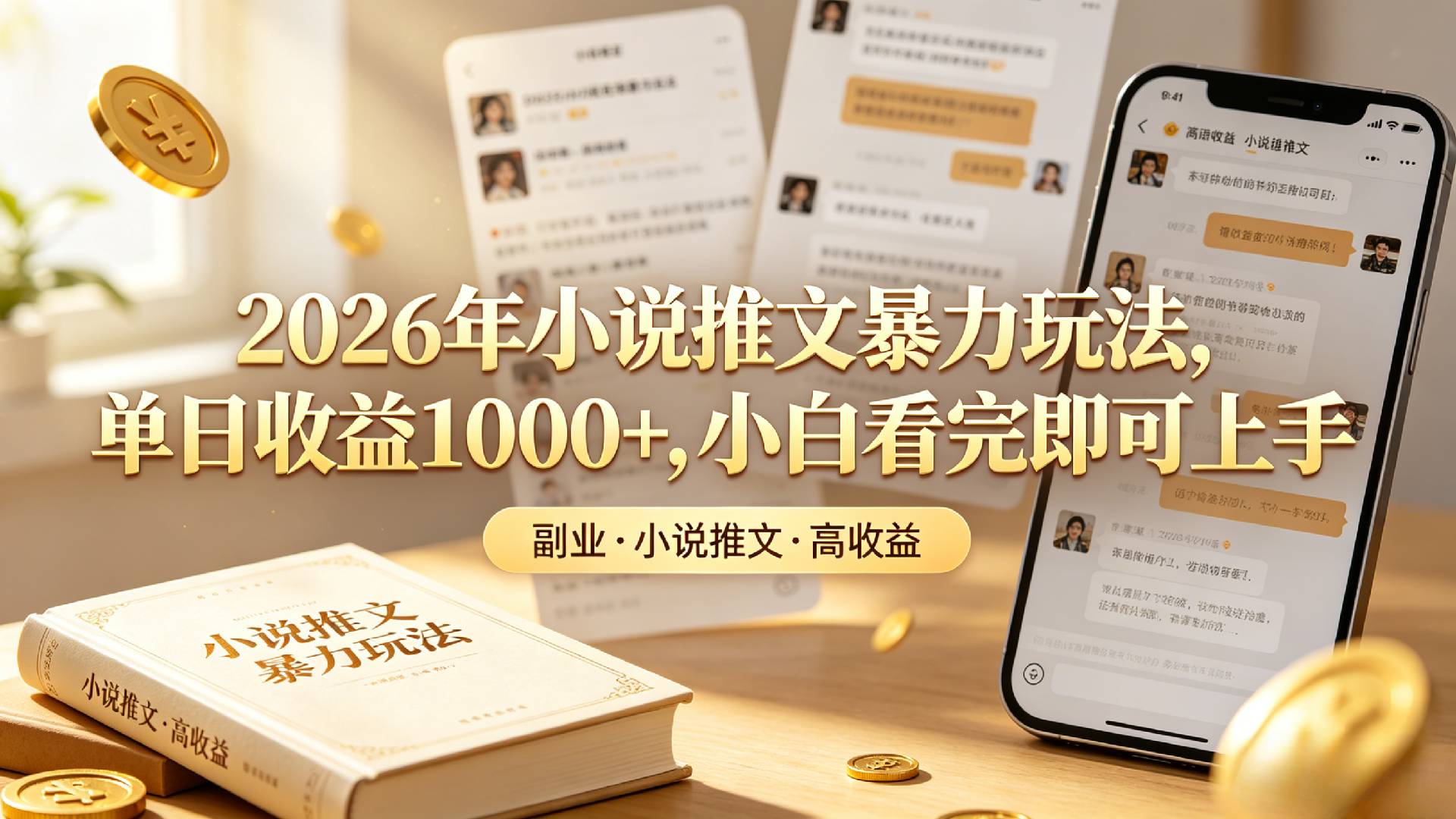 2026年小说推文暴力玩法，单日收益1000+，小白看完即可上手v创吧-网创项目资源站-副业项目-创业项目-搞钱项目v创吧