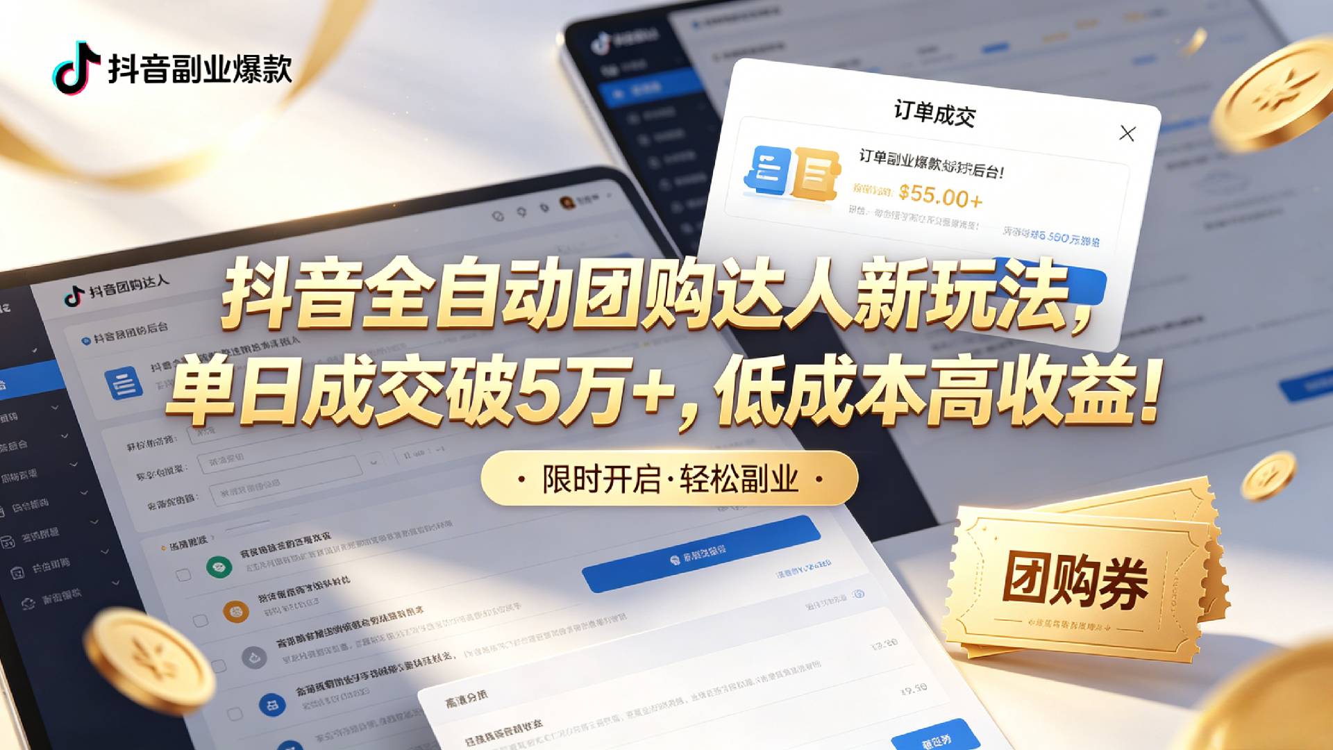 抖音全自动团购达人新玩法，单日成交破5万+，低成本高收益！v创吧-网创项目资源站-副业项目-创业项目-搞钱项目v创吧