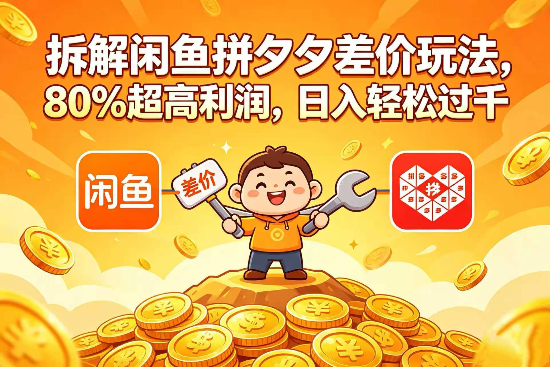 拆解闲鱼拼夕夕差价玩法，80% 超高利润，日入轻松过千v创吧-网创项目资源站-副业项目-创业项目-搞钱项目v创吧