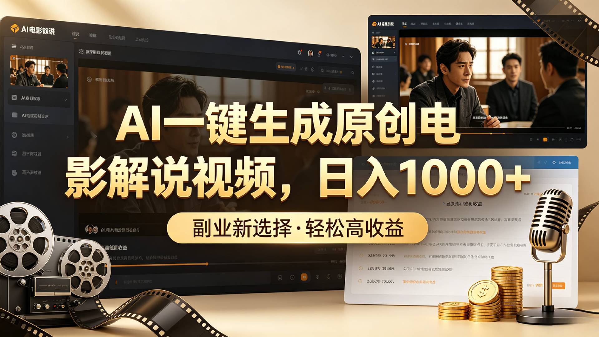AI一键生成原创电影解说视频，日入1000+！v创吧-网创项目资源站-副业项目-创业项目-搞钱项目v创吧